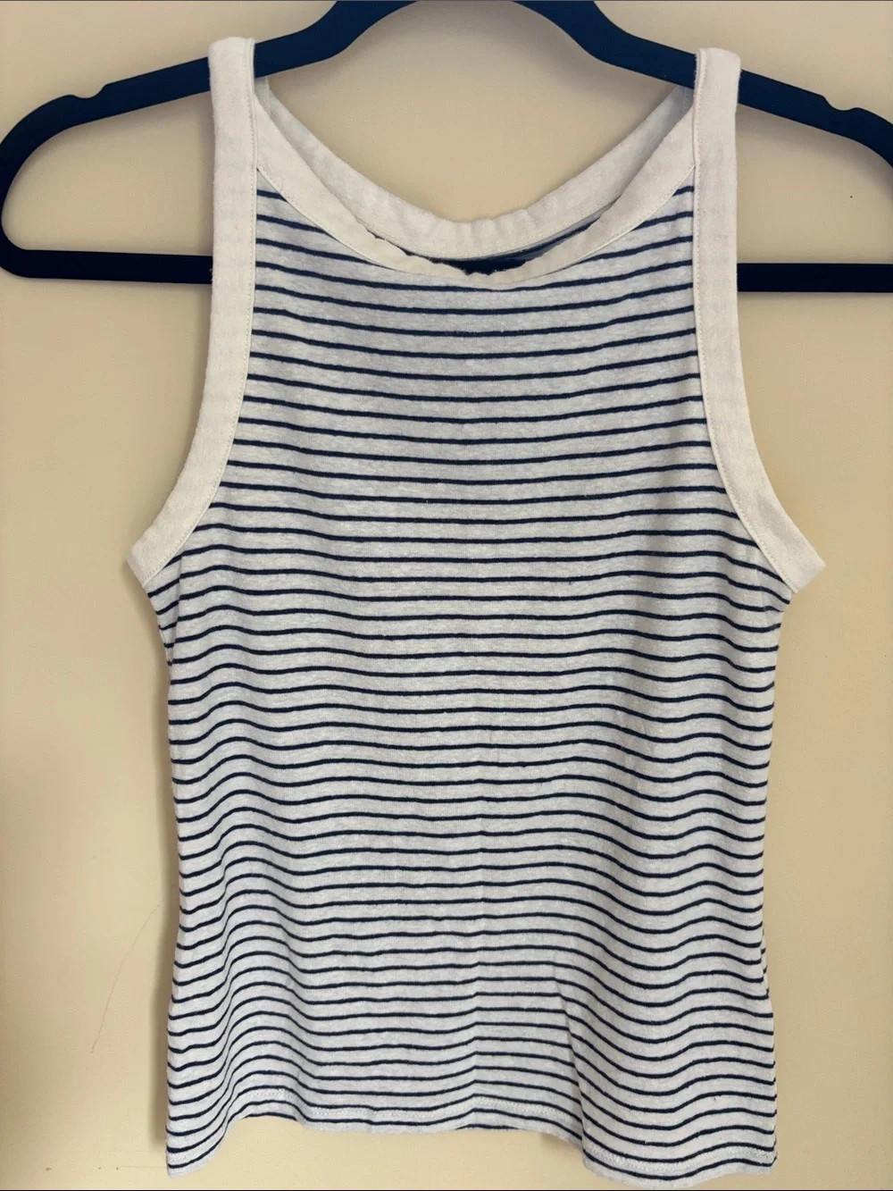 J. Crew White and Navy Striped Tank Top